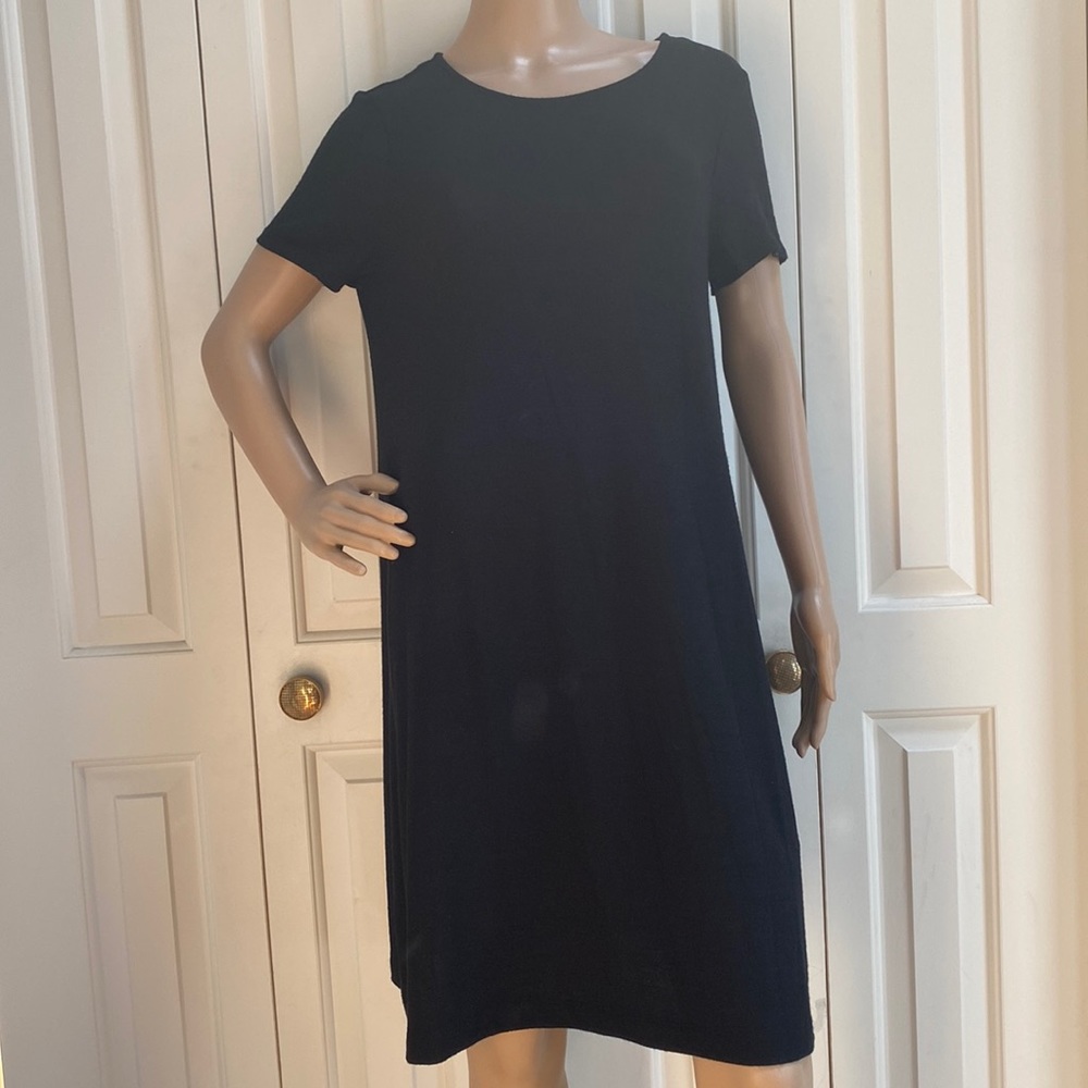 Gap Womens L Black Knit Tee Shirt Dress.